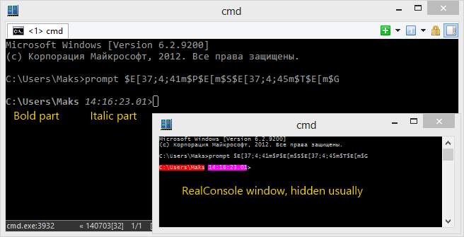 ConEmu Settings: Bold and italic in cmd prompt