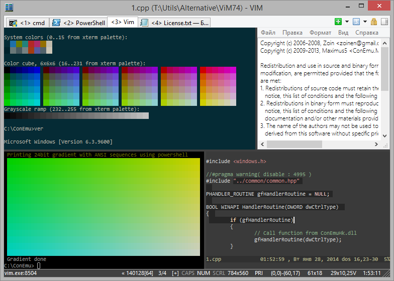 ANSI, xterm-256 and 24bit colors, Vim