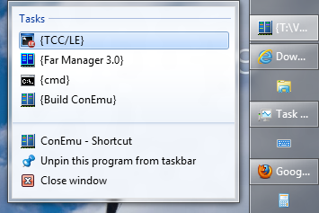 ConEmu Jump list in Windows7