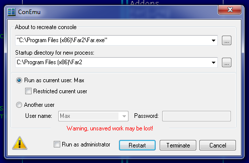 ConEmu restart console