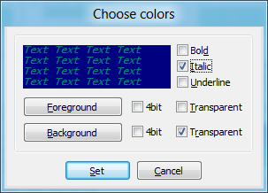 Console text and background settings