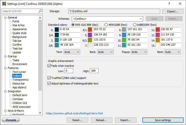 ConEmu Settings: Colors