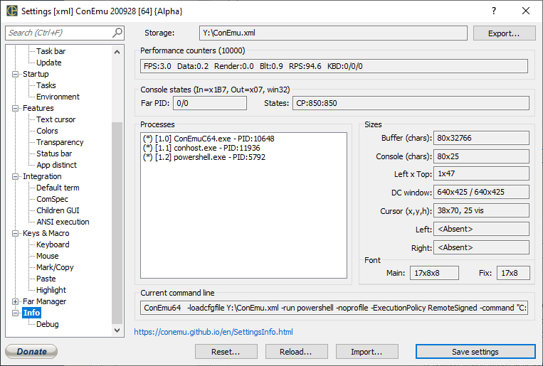 ConEmu Settings: Info