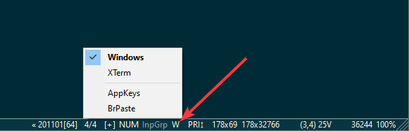 Terminal Modes in Status Bar